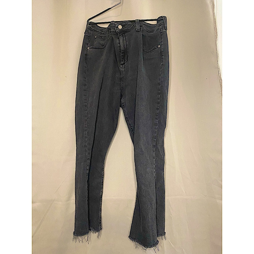 BDG Kick flare high rise cropped black jeans UO